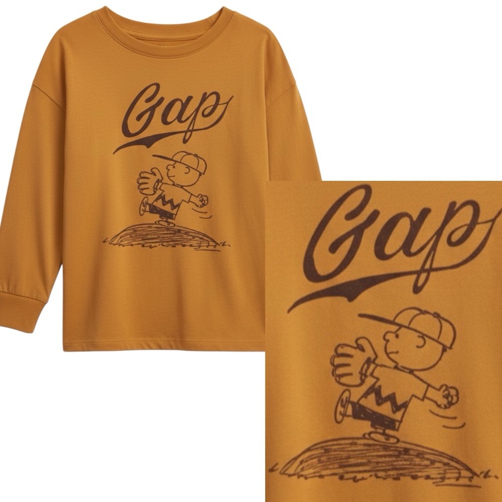 GAP X Peanuts Charlie Brown Graphic Long Sleeve Shirt Baseball Size 2T Boy HTF